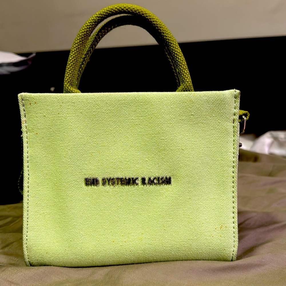 Brandon Blackwood green End Systemic Racism purse - Picture 2 of 4